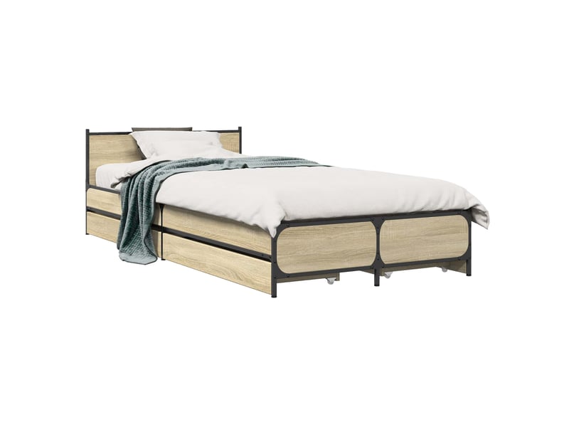 Lit simple- lit adulte - cadre de lit avec tête de lit chêne sonoma 80 x 200 cm - Conforama A