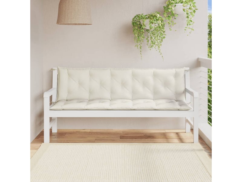  Lot de 2 coussins de banc de jardin, coussins d'assise crème mélangé tissu cf58654  - Conforama C