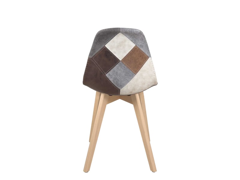  Lot de 2 chaises scandinaves nada en tissu patchwork marron avec pieds en bois clair 363-NADA - Conforama E