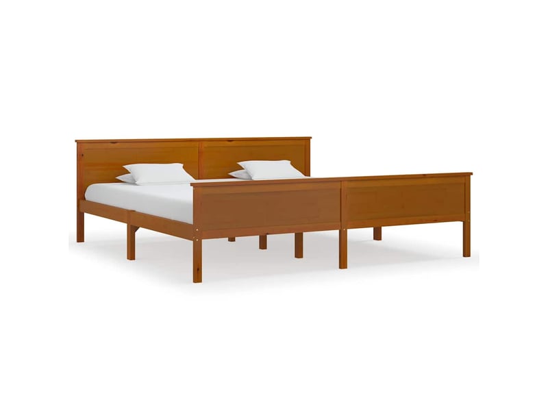  Lit double- lit adulte -  cadre de lit sans matelas marron miel bois pin massif 200x200cm  - Conforama A