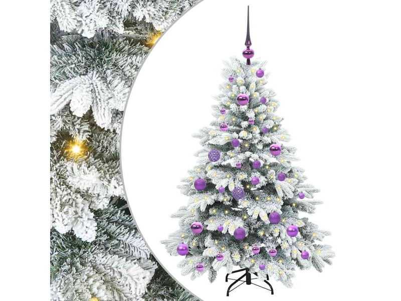  Sapin de noël artificiel, arbre de noël avec 150 led blanc 120 cm pe et pvc shl4551  - Conforama A