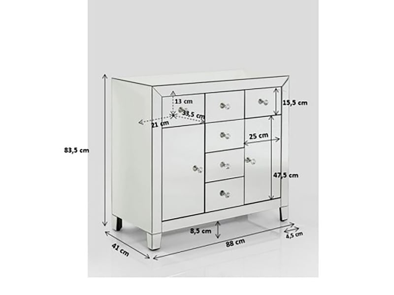  commode luxury argent 2 portes 6 tiroirs kare design  - Conforama D