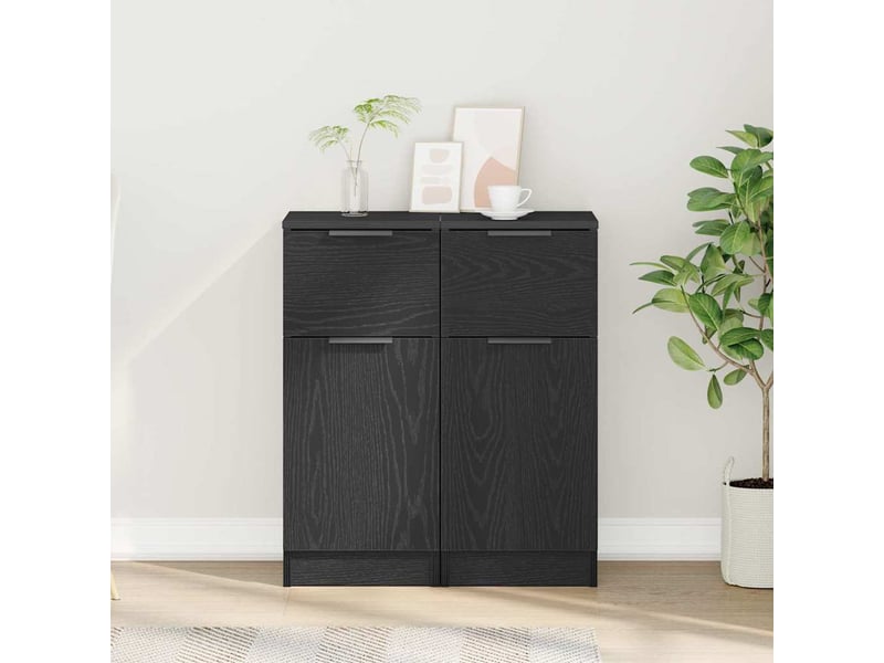 Buffet - bahut - meuble de rangement 2 pc chêne noir 30 x 30 x 70 cm bois d'ingénierie  - Conforama D