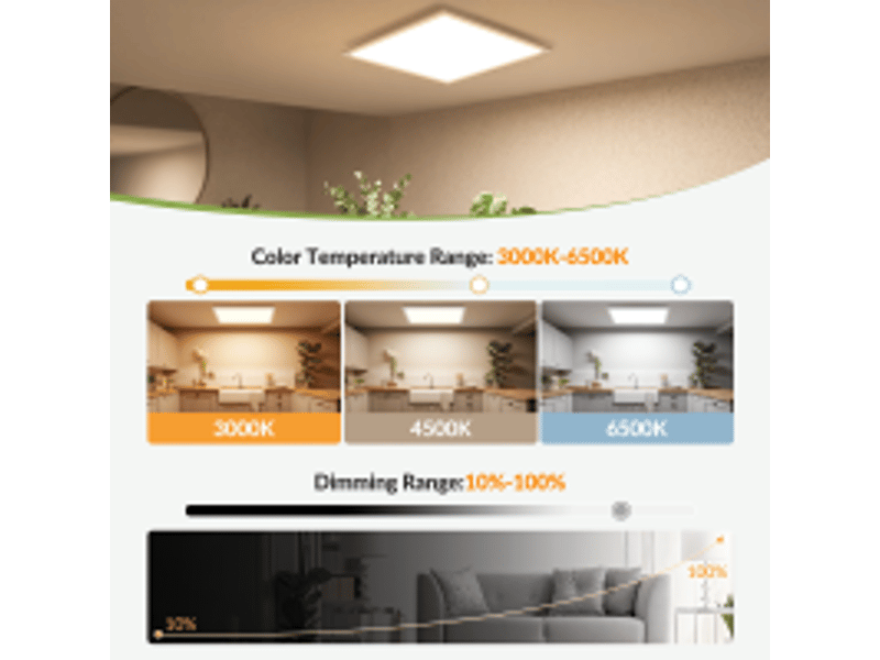  Zmh plafonnier led 13.5w blanc plafonnier moderne 45x45 cm intensité variable pour salon  - Conforama E