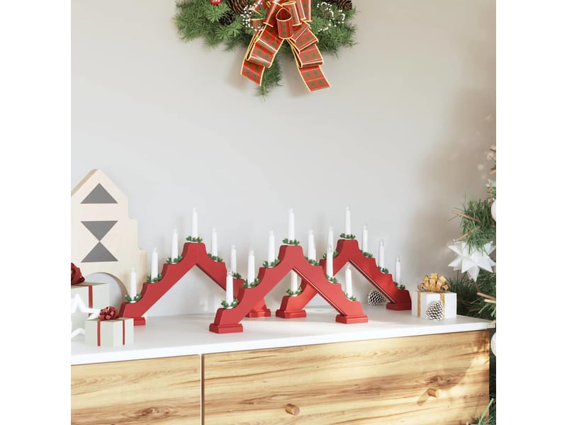  Pont de bougie de noël 3 pc 7 led blanc chaud 39.5 x 5 x 29 cm cf62258  - Conforama C