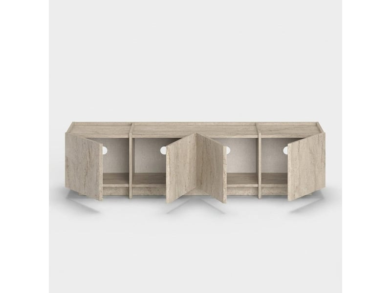  Support mural pour téléviseur avec portes à fermeture douce lowen - beige  - Conforama C