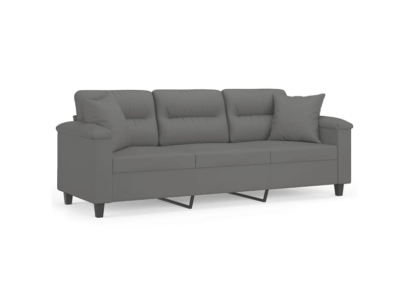  Canapé 3 places, canapé droit fixe avec oreillers gris foncé 180 cm  - Conforama A