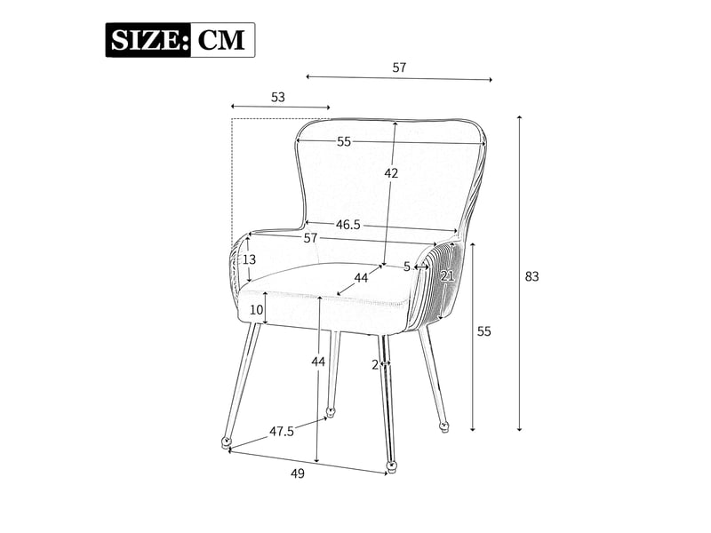  Lot de 2 chaises de salle à manger en velours beige avec accoudoirs  - Conforama E