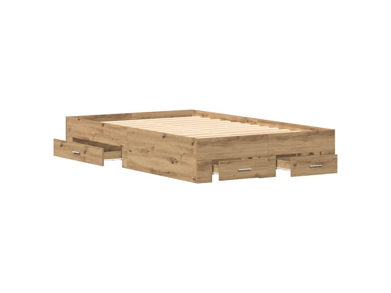  Lit double- lit adulte -  cadre de lit chêne artisanal 120 x 190 cm bois d'ingénierie  - Conforama C