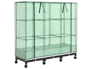 Jardinière - bac à fleurs de jardin avec couverture de serre et roues 3 pcs pp