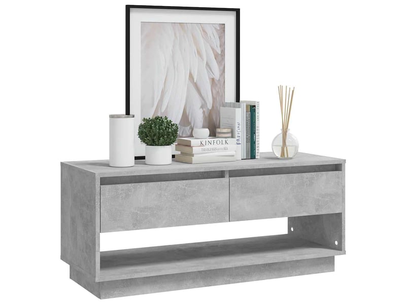  Meuble tv - banc tv - meuble de rangement - gris béton 102x41x44 cm bois d'ingénierie fr9970  - Conforama D