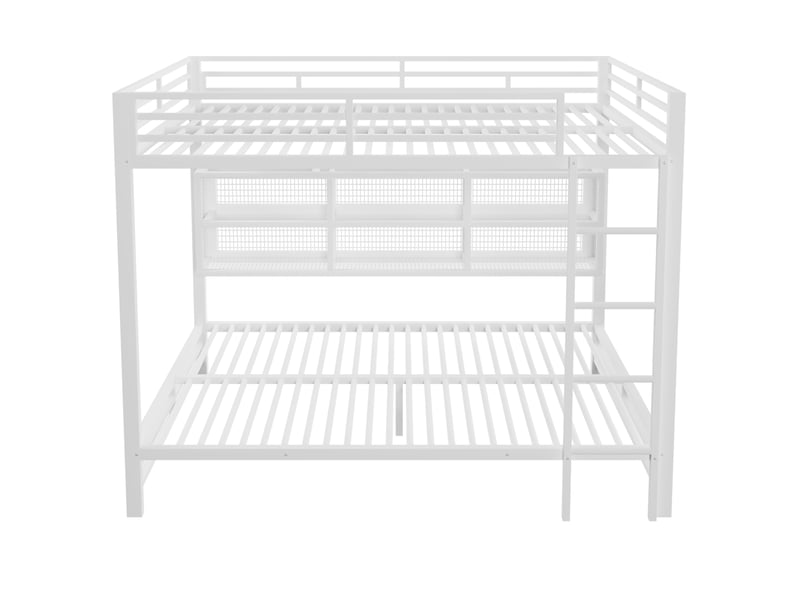  Lit superposé 140x200 cm avec armoires de rangement lit 1 personne avec éclairage led, blanc, lit adulte  - Conforama A
