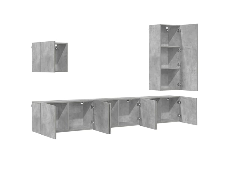  Unités murales tv 5 pcs gris béton bois d'ingénierie shl55311  - Conforama D