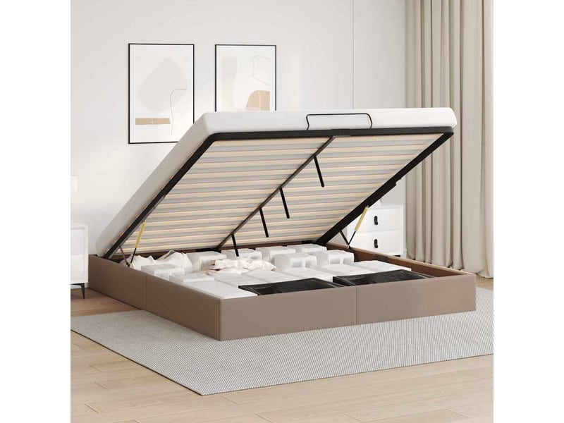  Lit adulte, lit double, cadre de lit ottoman sans matelas cappuccino 200x200cm cf10367  - Conforama B