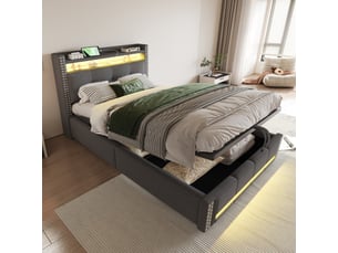 Lit coffre 90x200 cm <strong></strong>  <strong></strong> coloris gris