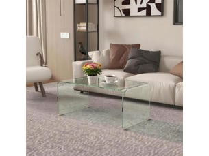 Table basse en verre table de salon rectangulaire design moderne en verre trempé avec bords sûrs arrondis transparent