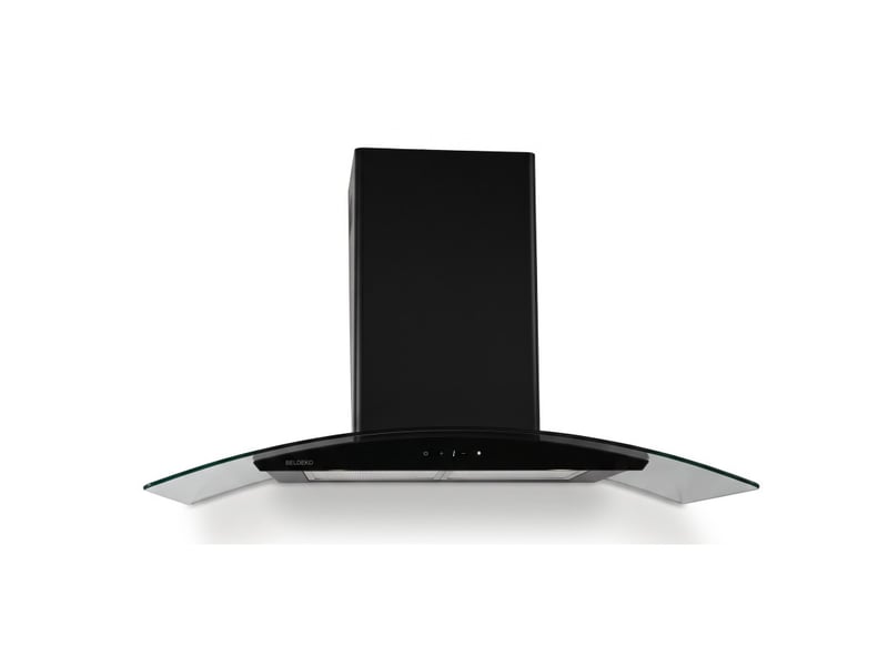 Hotte decorative murale 90 cm - verre et noir - 850 m3h - moteur brushless a+++ commande tactile et gestuelle - beldeko - Conforama A