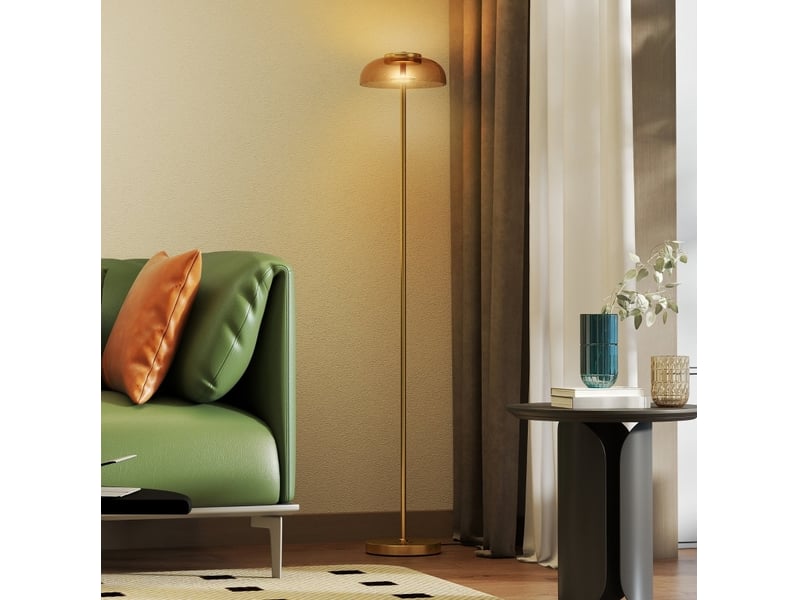  Lampadaire led 134 cm en verre et métal avec interrupteur au pied doré chicfurn  - Conforama E