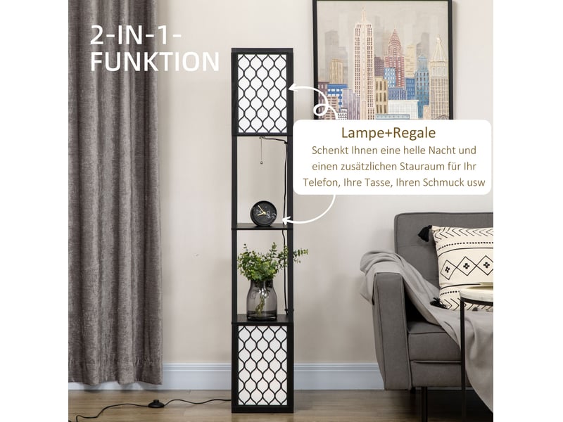  Lampadaire 26x26x156 cm à double lumière mdf noir  - Conforama E