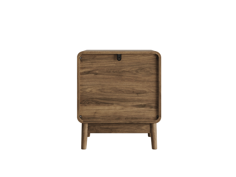  Table de chevet 2 tiroirs, mdf mélaminé marron noyer, 48x38x56 cm  - Conforama D