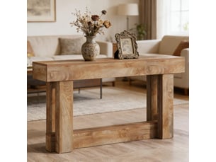 Table console à 2 niveaux en panneau de particules marron 160x30x85 cm