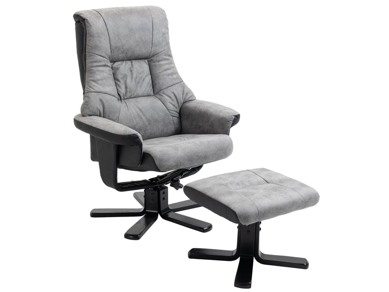  Fauteuil relax ulevr pivotant 360° inclinable 135° avec repose-pieds, microfibre grise, 78 x 82,5 x 109 cm  - Conforama A