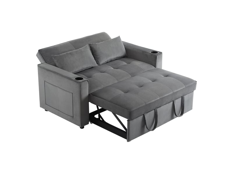  Canapé convertible 137x76,5x83 cm avec fonction couchage, porte-gobelets, coussins, canapé-lit pliable multifonctionnel pour salon et chambre—gris Bliss Lite - Conforama A