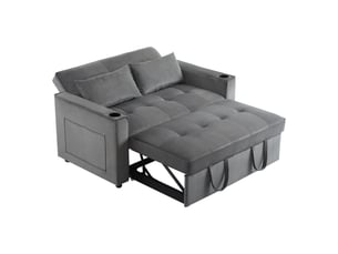 Canapé convertible 137x76,5x83 cm avec fonction couchage, porte-gobelets, coussins, canapé-lit pliable multifonctionnel pour salon et chambre—gris