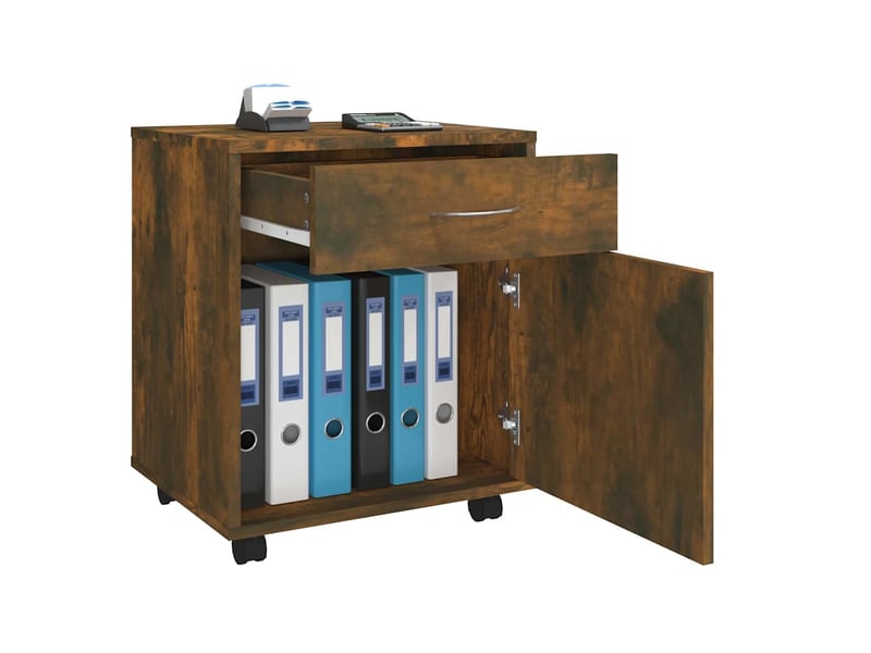 Armoire de rangement roulante chêne fumé 45x38x54 cm bois d'ingénierie  - Conforama D