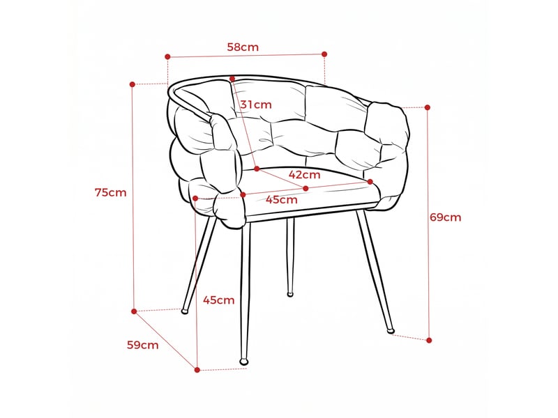  Fauteuil d'accent moderne en velours rose avec structure métallique  - Conforama E