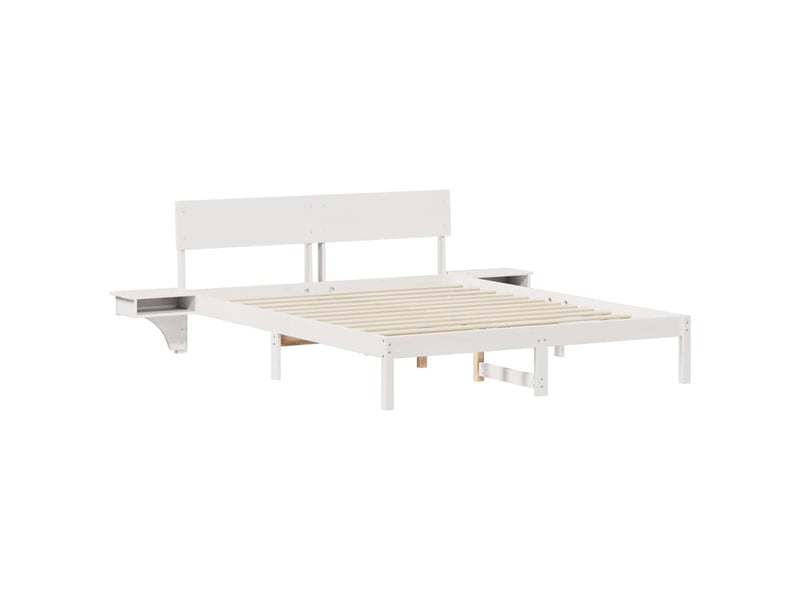  Lit double- lit adulte -  cadre de lit avec tête de lit blanc 150 x 200 cm pin massif  - Conforama C