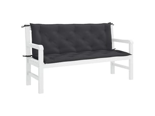 Coussin de banc de jardin, coussin d'assise noir 150x(50+50)x7 cm tissu oxford cf52776