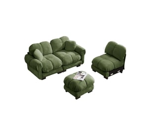 Canapé d'angle compressé réversible fixe <strong>KORFEE</strong> <strong></strong> 3 places Tissu Vert