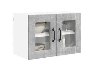 Meuble mural de cuisine, cabinet en verre mural gris béton 60x31x40cm shl9230