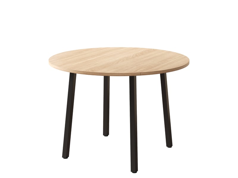 Table ronde ø100 cm en chêne avec pieds métal, pour 2 à 4 personnes, design moderne - Conforama A