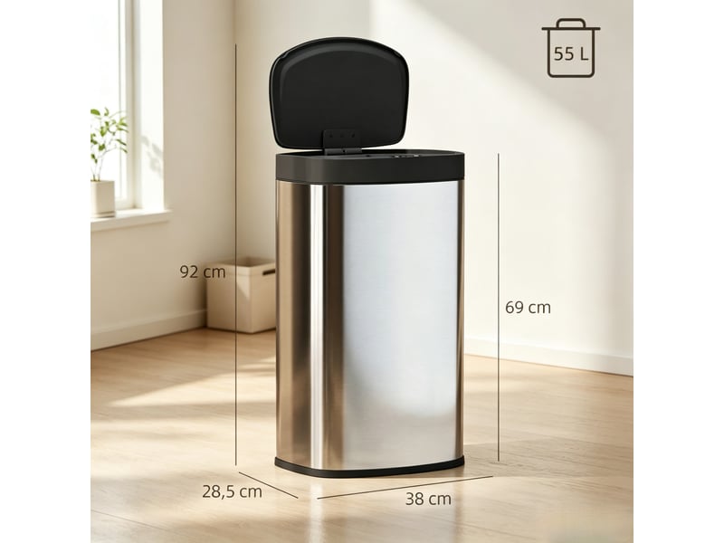  Poubelle de cuisine automatique 55 l en acier inoxydable avec couvercle soft-close  - Conforama C