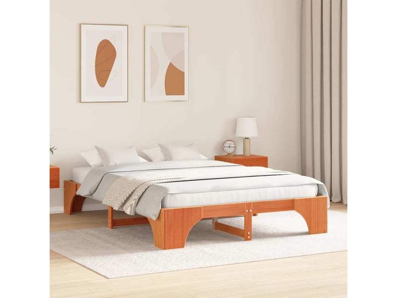  Lit double- lit adulte -  cadre de lit brun  160 x 200 cm pin massif  - Conforama B