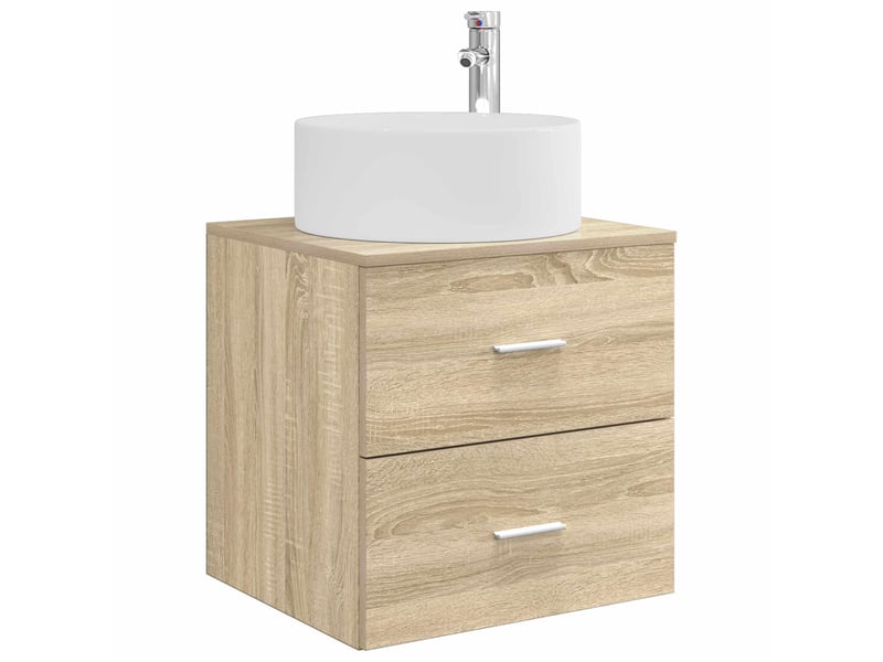 Vanité de lavabo mural, meuble de rangement chêne sonoma 49.5x44.5x65.5 cm - Conforama A