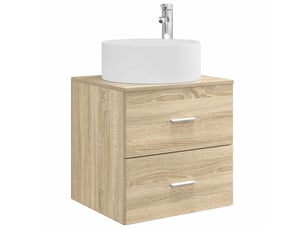 Vanité de lavabo mural, meuble de rangement chêne sonoma 49.5x44.5x65.5 cm