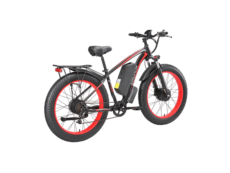  Vélo électrique double moteur sinohon x26, fat bike 26 po tout-terrain, rouge  - Conforama E