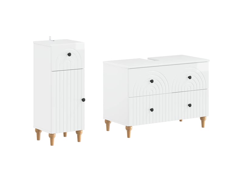 Ensemble de 2 meubles de salle de bain alkmaar blanc brillant cf63039 - Conforama A