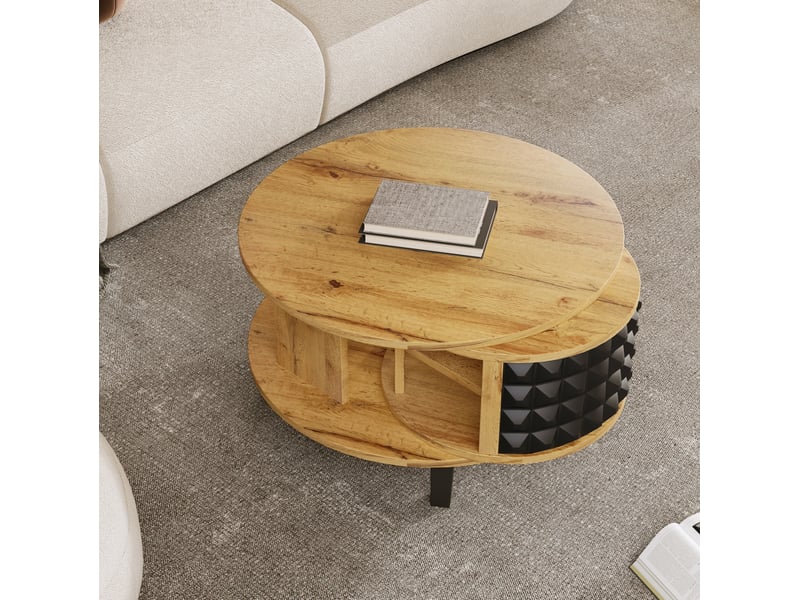  Table basse pivotante bicolore 85,2 x 80 cm avec rangement intérieur dissimulé  - Conforama D