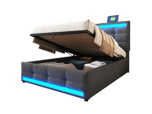 Lit coffre 90x200 cm OKWISH coloris gris
