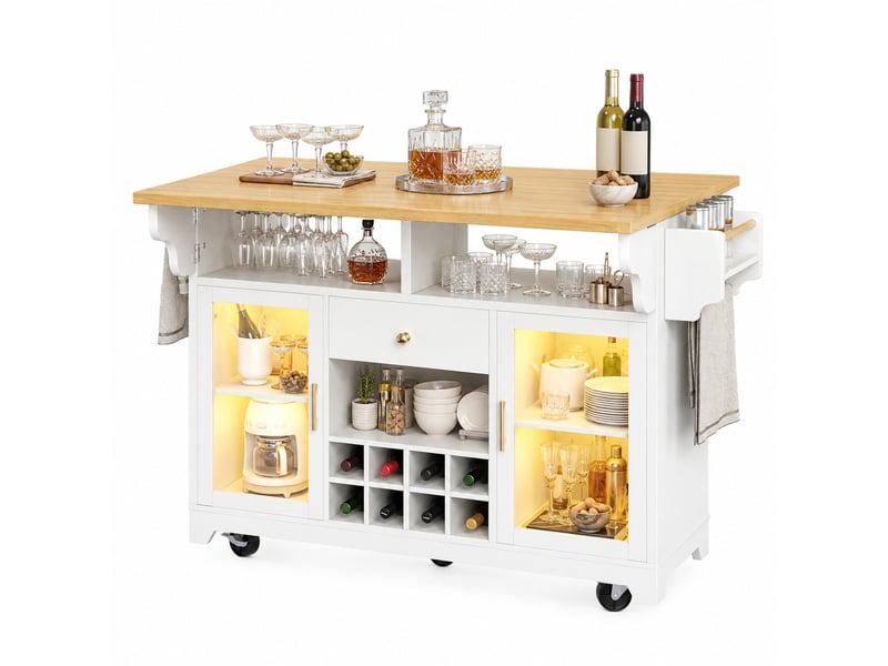 Desserte de cuisine à plateau rabattable, rangement et led rgb homvra - Conforama A