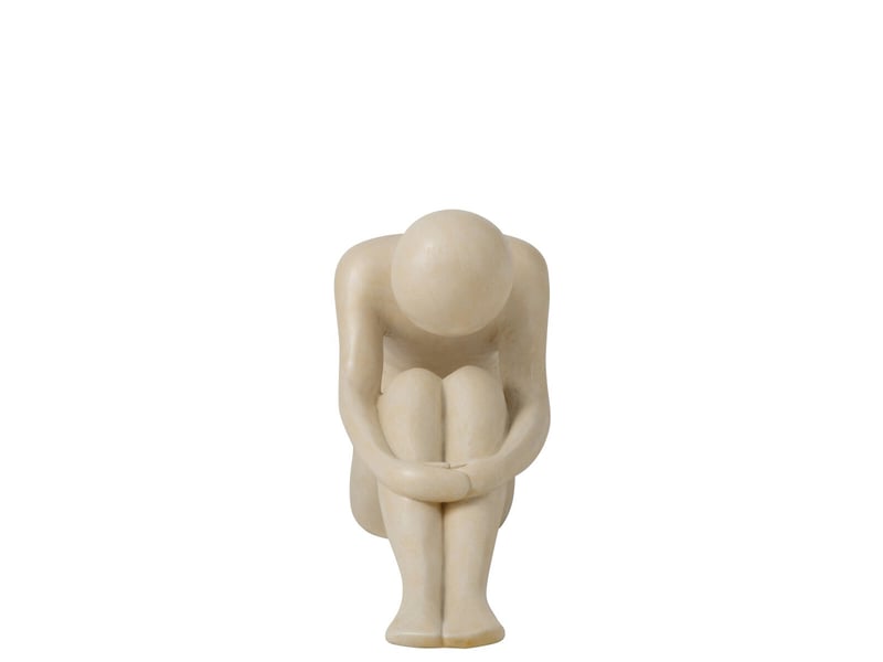  Statuette homme assis emile 60cm blanc cassé  - Conforama B
