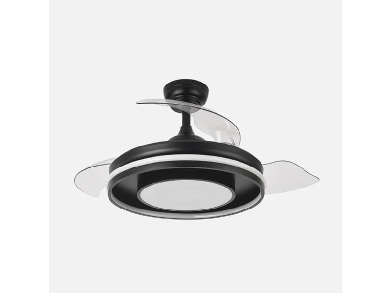  Fabrilamp pitufo plafonnier ventilateur led 57 w, 3990 lm, rgb, moteur dc, 3 pales rétractables, ø 107 cm, noir 242891388 - Conforama A