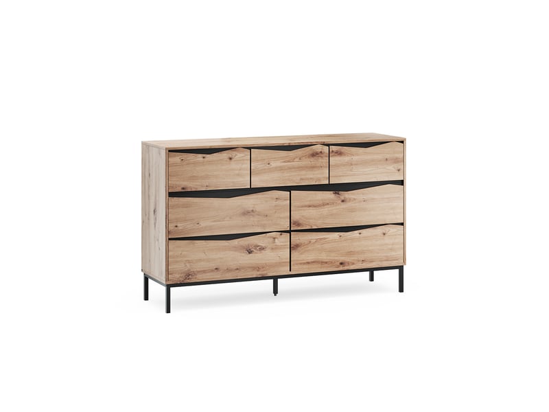  Vicco commode avec tiroirs, chênenoir, 140x85cm avec 7 tiroirs  - Conforama A