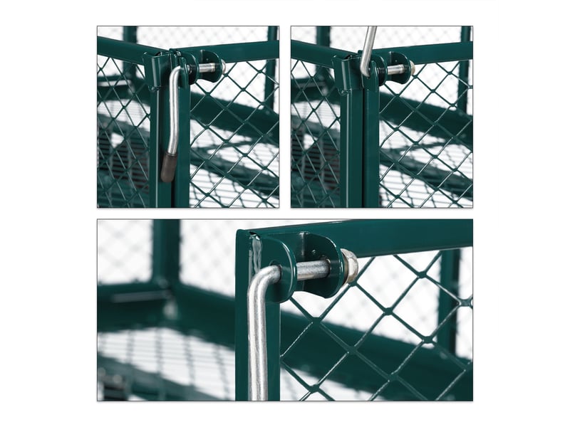  Chariot de transport solide pour jardin 100 x 60 x 30 cm avec côtés rabattables et 4 roues pneumatiques en acier vert 13_0011144  - Conforama E