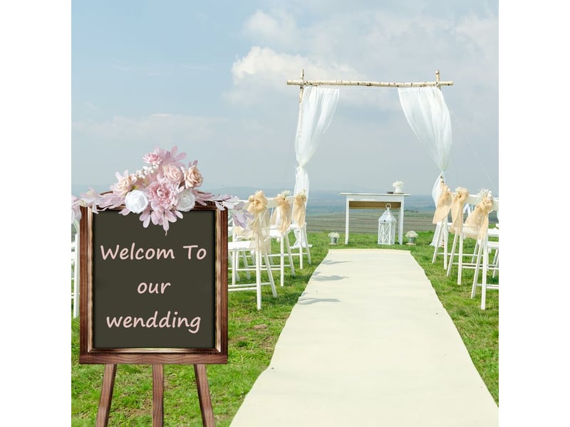  Fleur artificielle swag faux arc de mariage signe de bienvenue décoration florale avec pinces pour décor de fond de réception de fête bleu  - Conforama C
