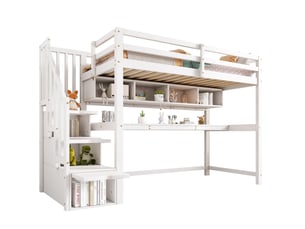 Lit mezzanine 90x200 cm <strong>MODENUIT </strong>  <strong></strong> coloris blanc